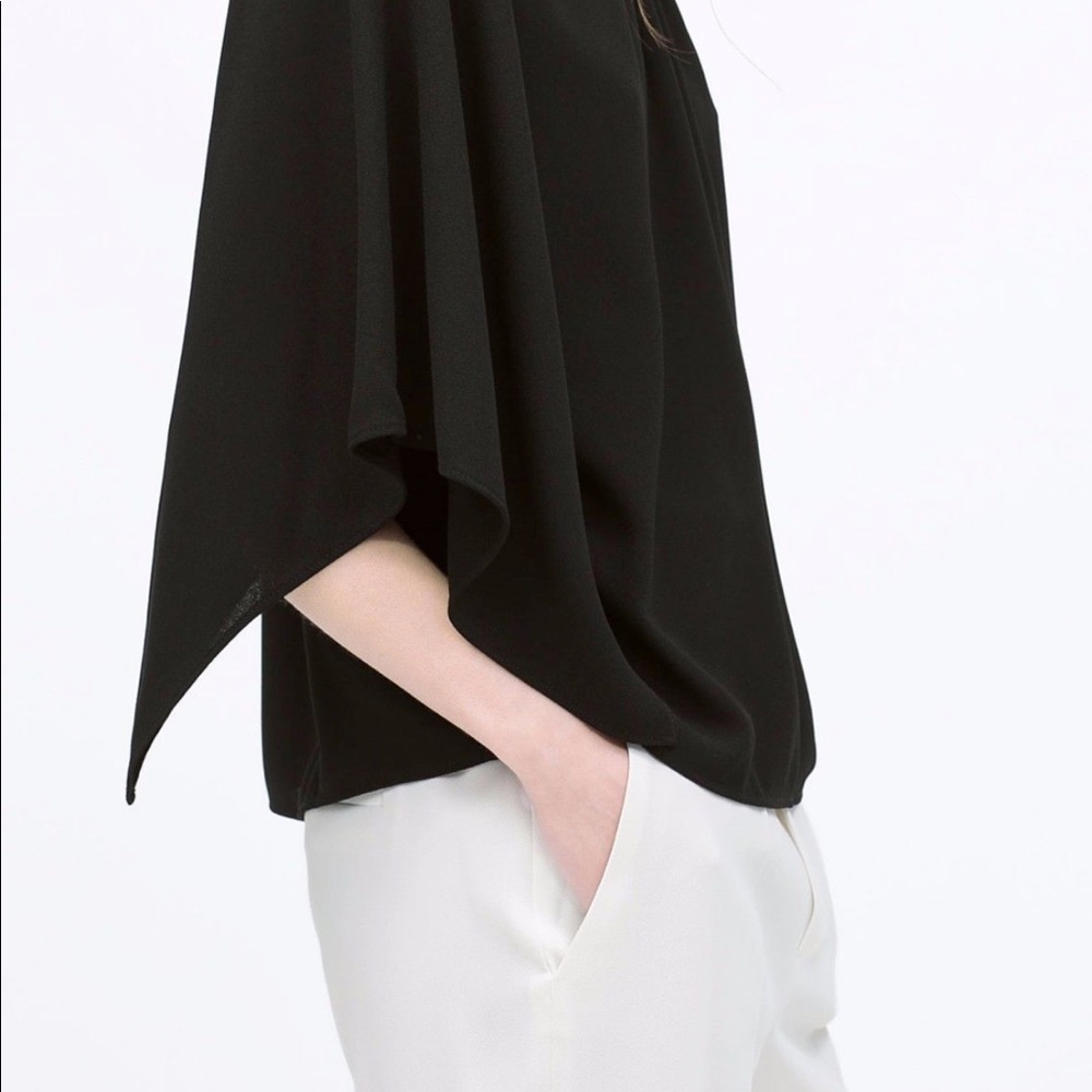 NWT Zara Dolman Sleeved Black Top Sz Large
